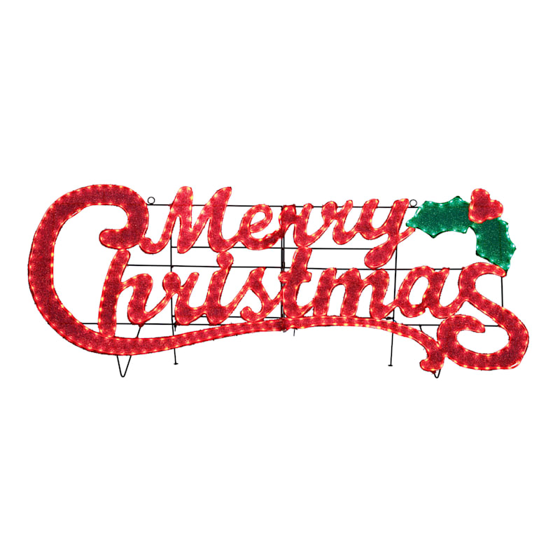 Pre-Lit LED Merry Christmas Sign with Random Twinkle, 60 ...