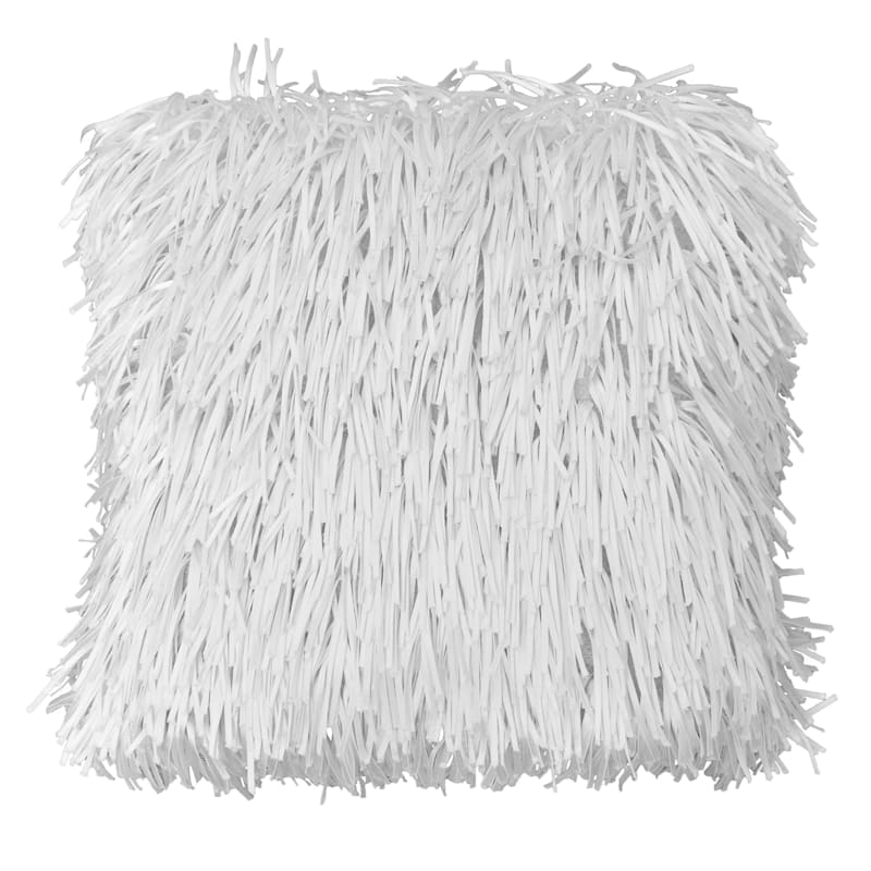 White shag sale throw pillow