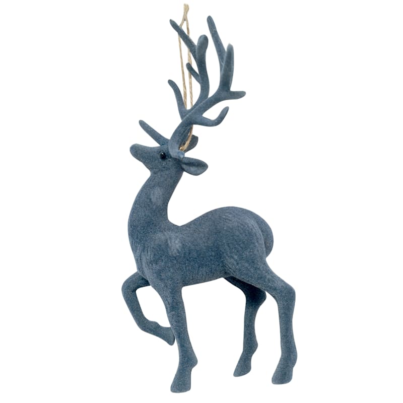 Honeybloom Blue Standing Deer Ornament, 9"