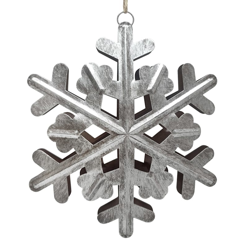 Honeybloom Tin Sheet Silver Snowflake Ornament, 8"