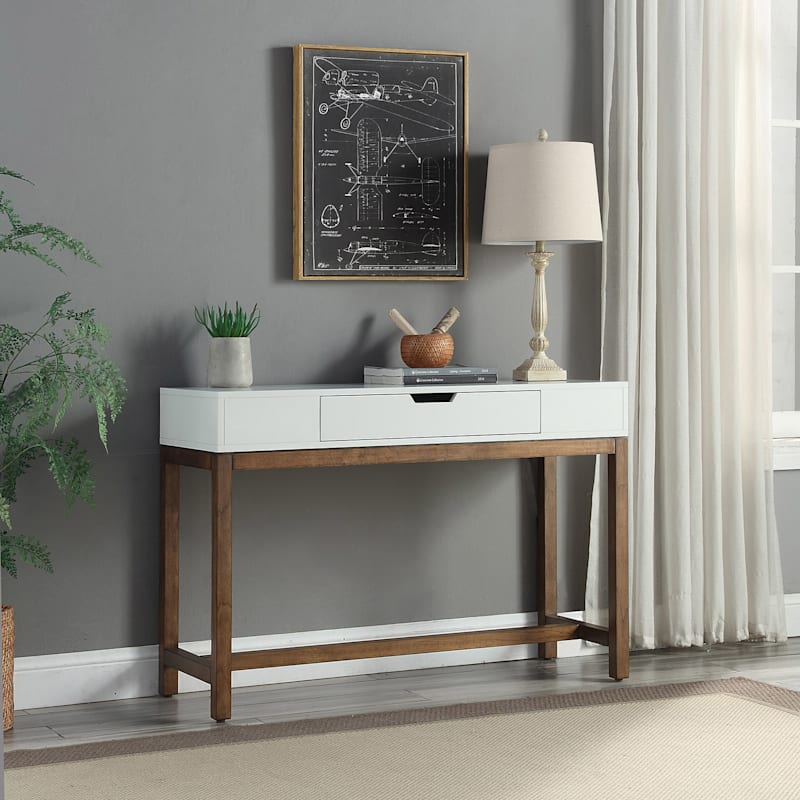 73 x 52 x 32 cm Mercers Furniture 1 x Corona 1-Drawer Console Table White
