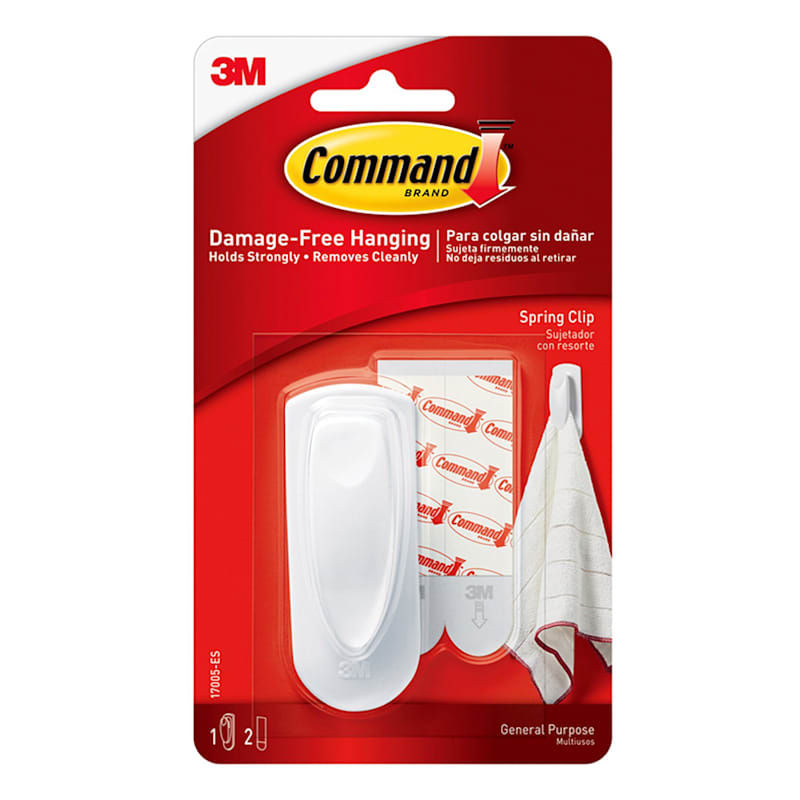 Command™ Spring Clip with Adhesive, 1-Clip & 2 Strips/Pack