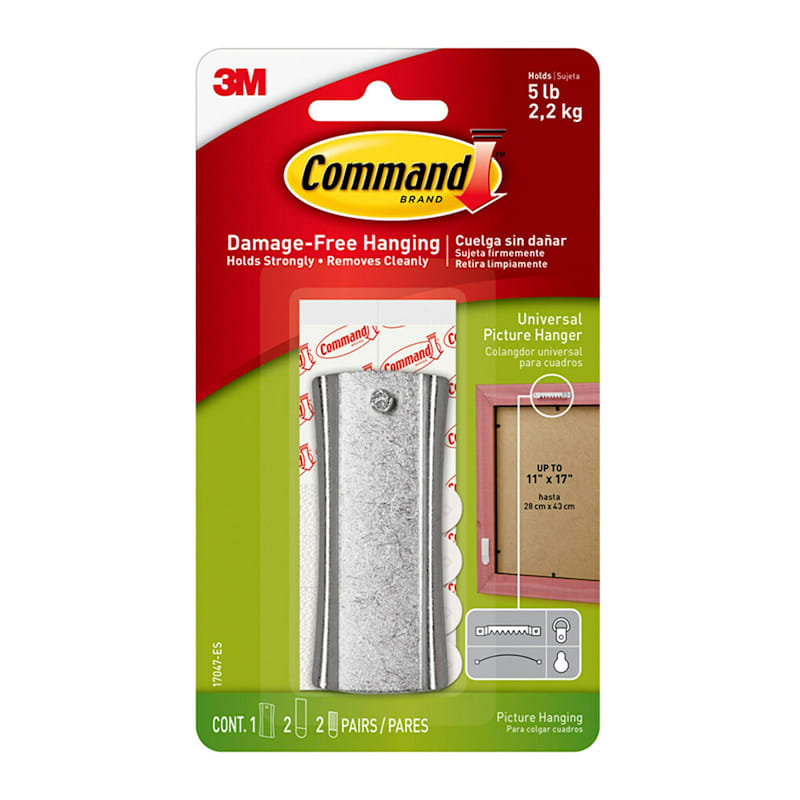 Command™ Universal Picture Hanger with Stabilizer Strips, 1-Hanger, 2-Large strips, 2-Sets of Mini Strips/Pack