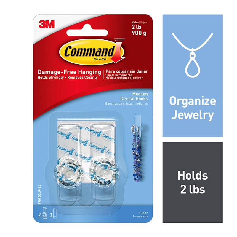 Command™ Clear Medium Crystal Hook, 2-Hooks, 3-Strips/Pack