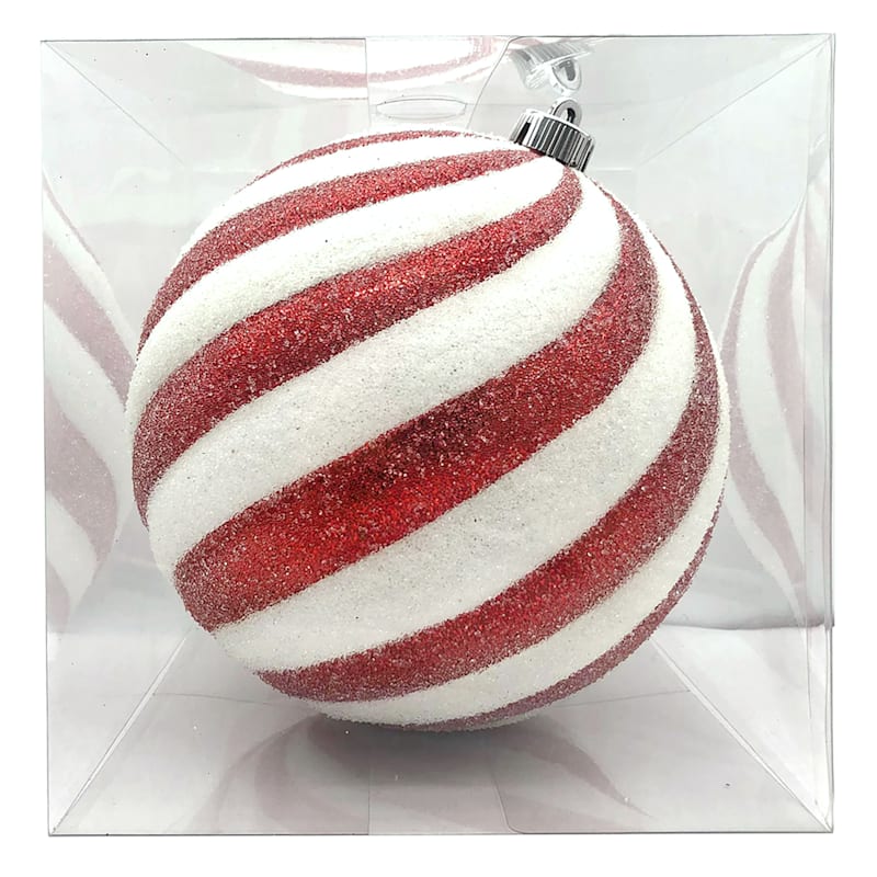 Elfin' Around Beaded Peppermint Swirl Shatterproof Ornament, 7.7"
