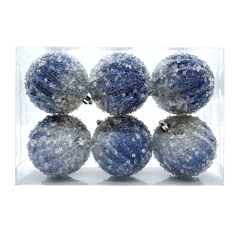 Ty Pennington 6-Count Iced Blue Shatterproof Ornaments
