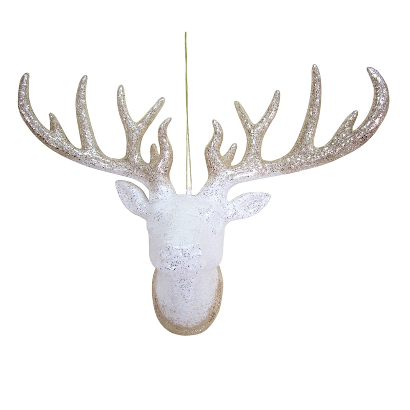Joyous Noel Silver Reindeer Head Ornament, 13