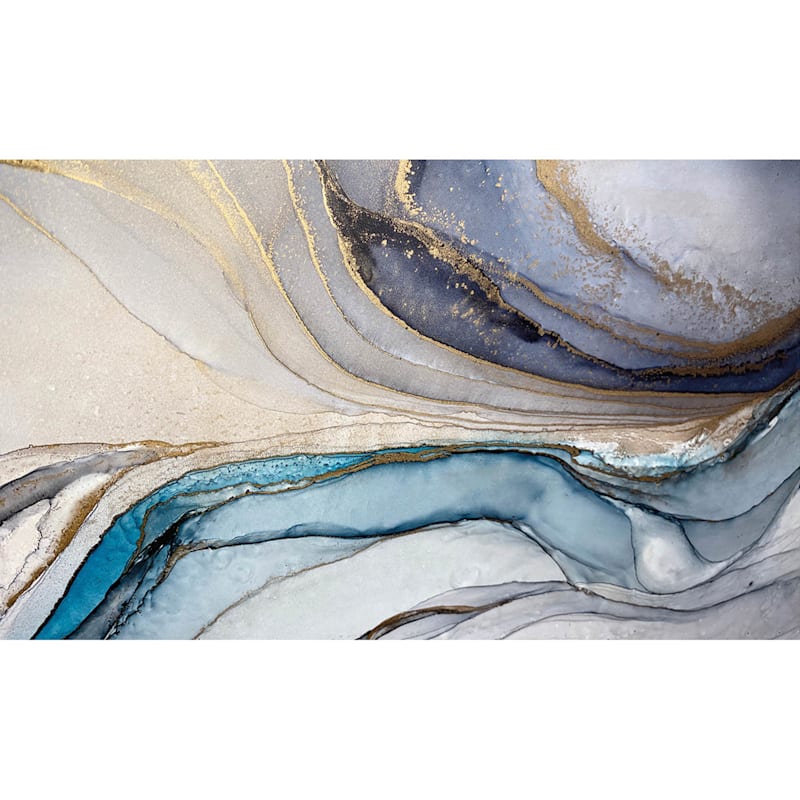Blue & Gold Abstract Canvas Wall Art, 60x36