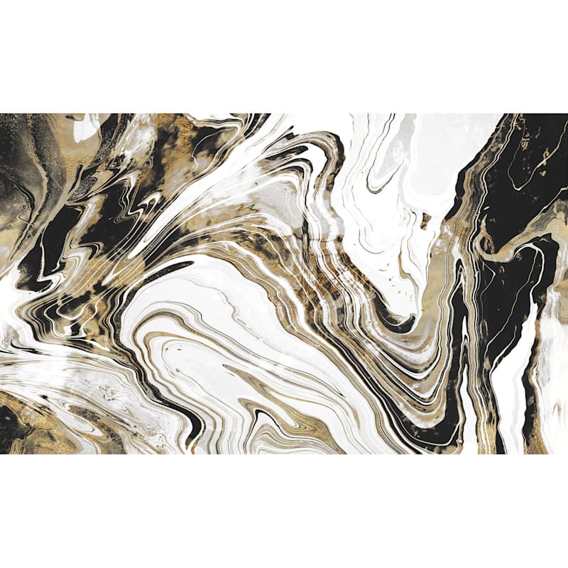 Black, White & Gold Abstract Canvas Wall Art, 60x36
