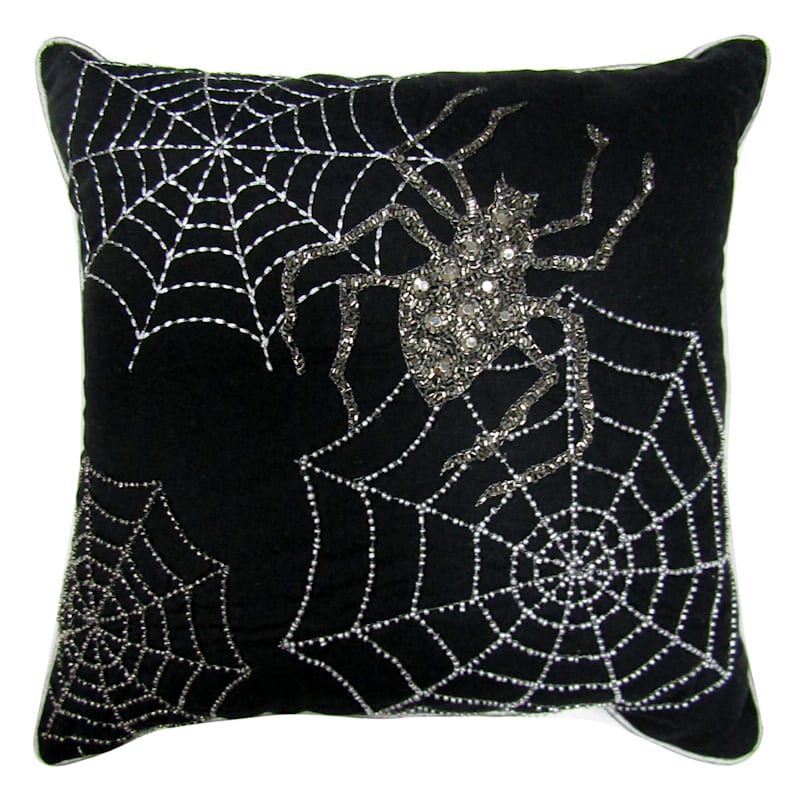 Spider's Web Black Throw Pillow, 18"