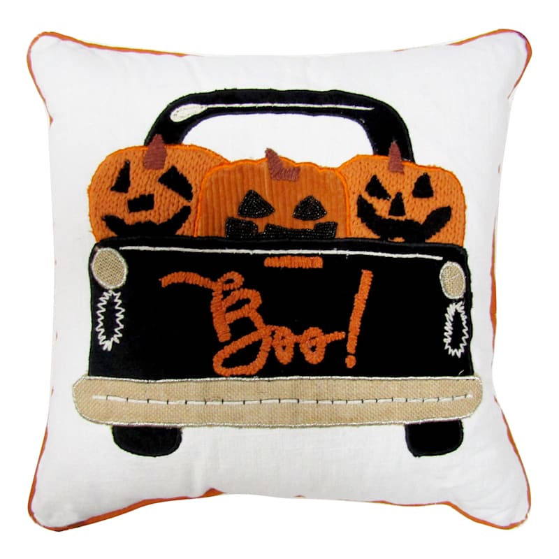 Pumpkin Patch BOO! Embroidered Throw Pillow, 18"
