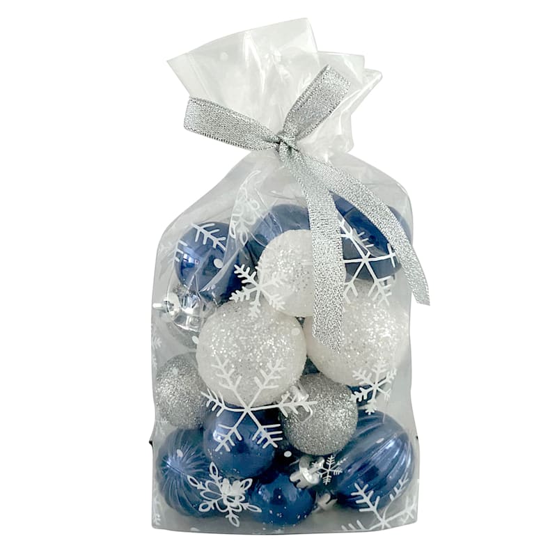 Ty Pennington 20-Count Blue & White Mix Shatterproof Ornaments