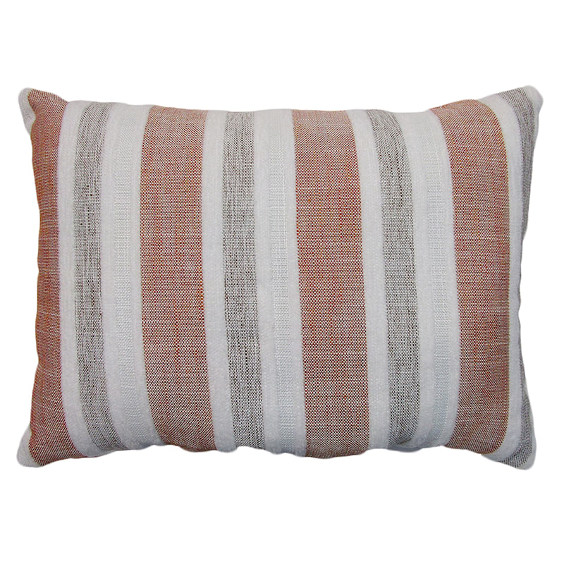 Austin Coral Pink Striped Linen Oblong Throw Pillow 15x20
