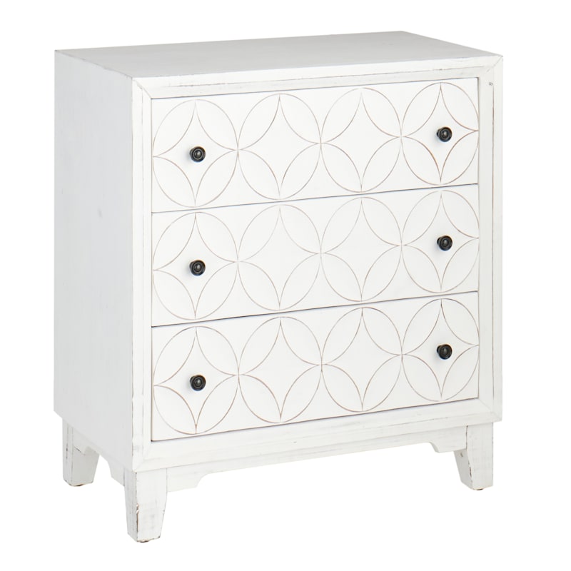 Lorie 3 Drawer White Cabinet