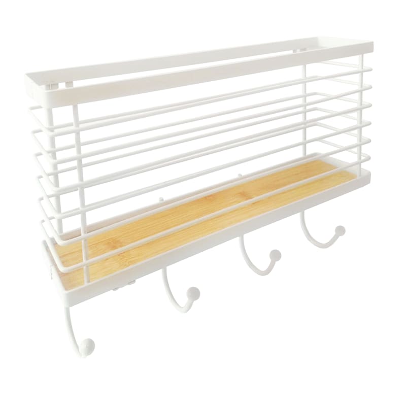 Metal wall organizer with hooks clearance