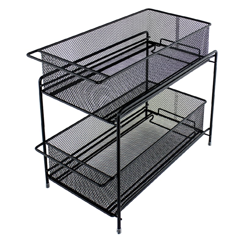 Under-the-Sink Black Metal Rack w/ Shelves