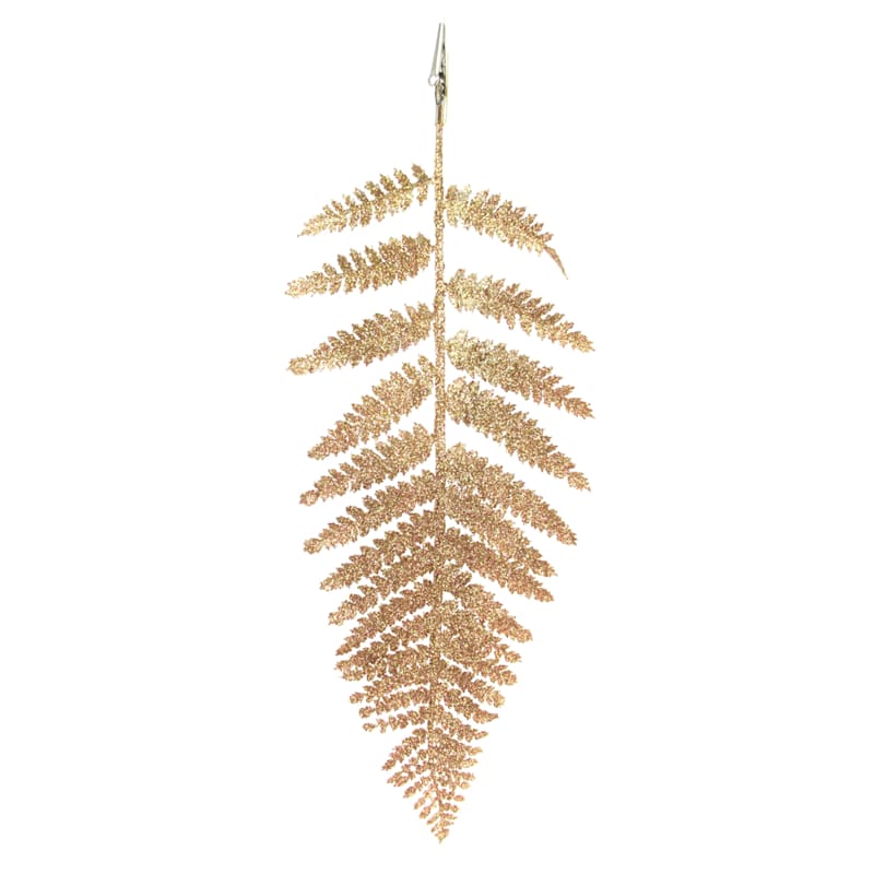Joyous Noel Gold Glittered Fern Clip Ornament, 18