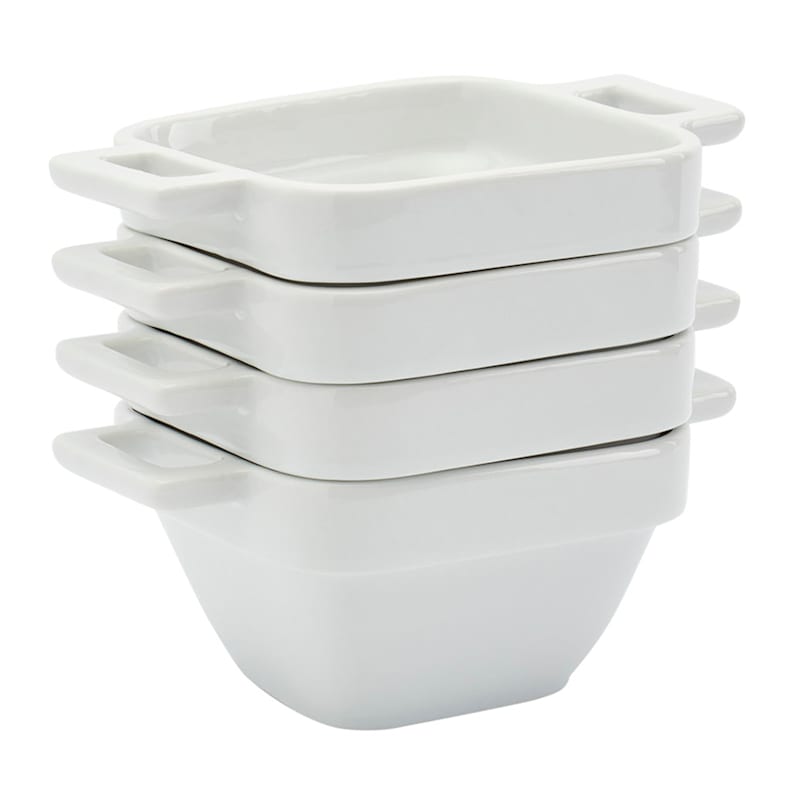 Set of 4 Square Bowl with Handles, 5.6x3.9