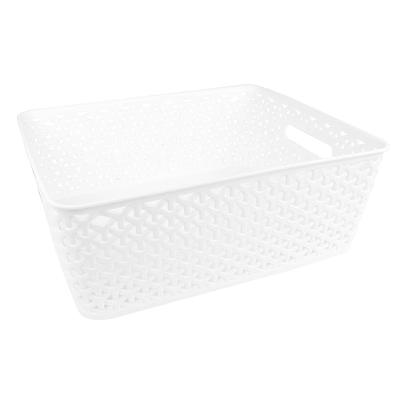 White Y-Weave Storage Basket, Medium