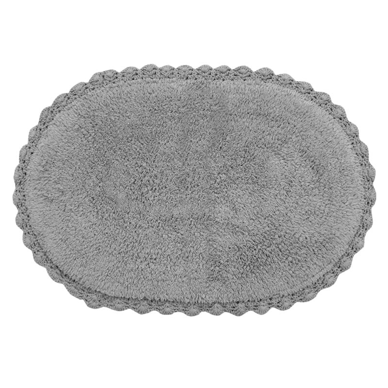 Crochet Oval Bath Mat-Blush,21''X34