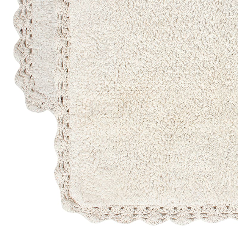 2-Piece Ivory Crochet Edge Bath Rug, 20x32 & 17x24