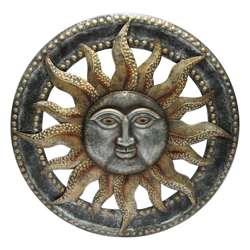 Textured Metal Sun Face Wall Decor, 25"