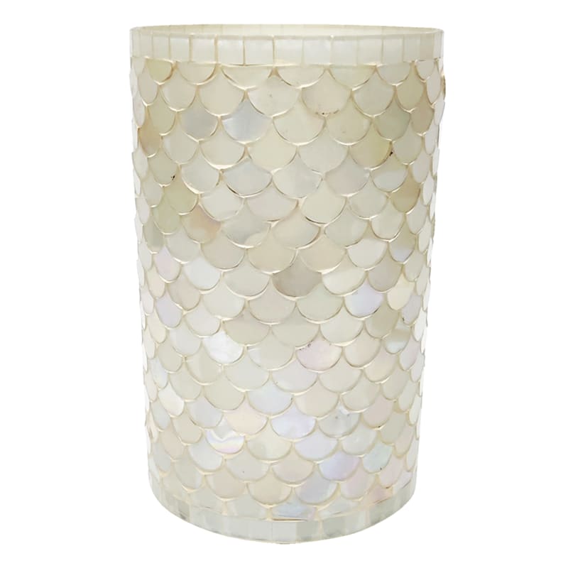 Tracey Boyd Pearl Chalet Mosaic Hurricane Candle Holder, 10"