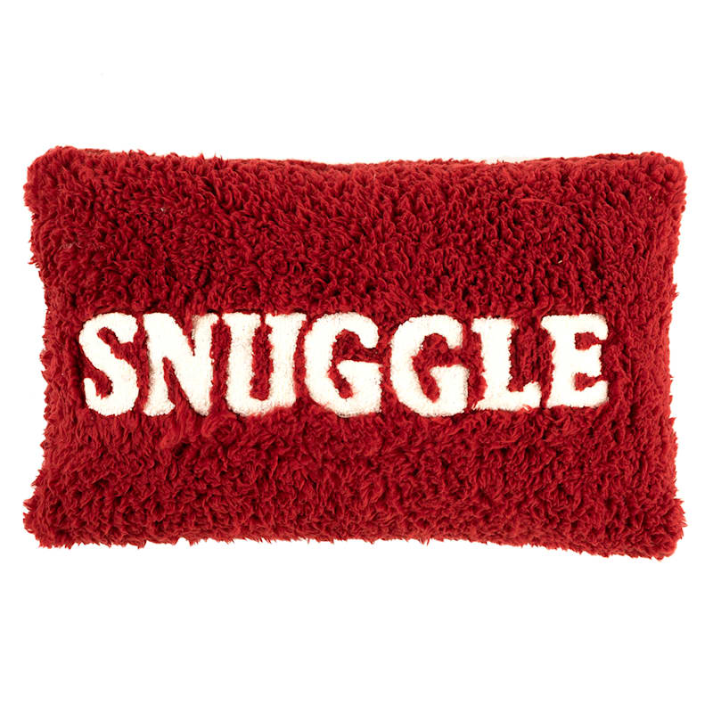 Red Sherpa Snuggle Oblong Throw Pillow 13x20