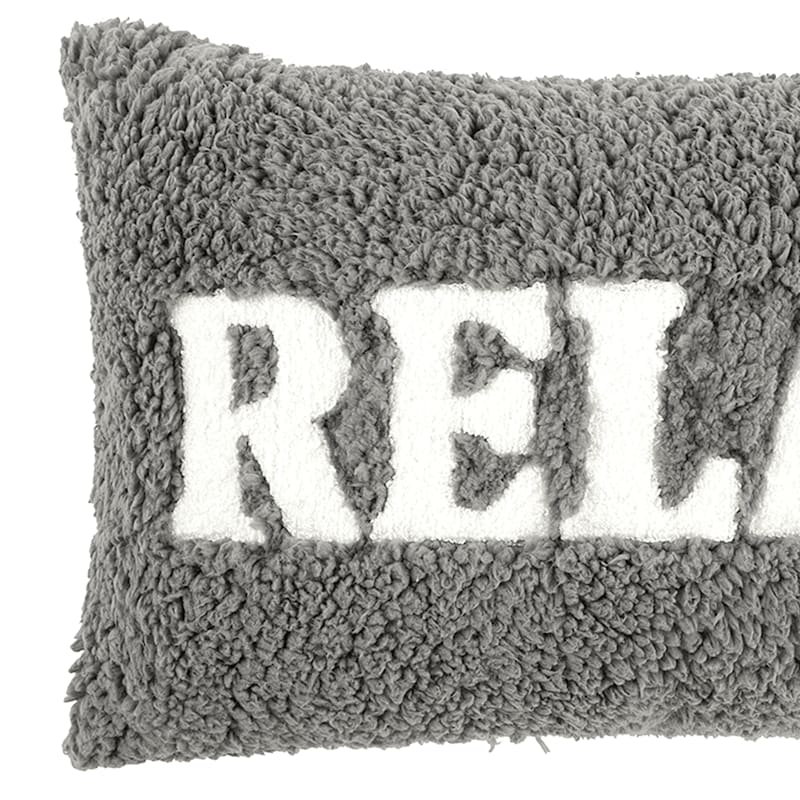 Teddy Sherpalux Oblong Throw Pillow - Charcoal Grey - 12 in