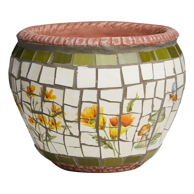 Honeybloom Mosaic Ceramic Outdoor Pot, Small