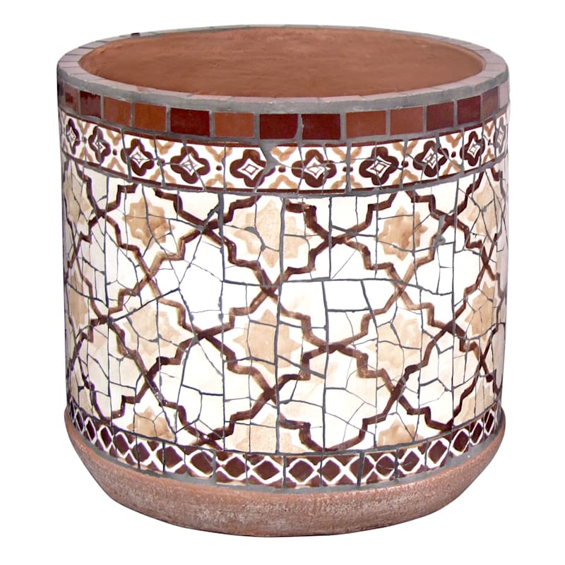 Tracey Boyd Brown Mosaic Ceramic Outdoor Pot, Large