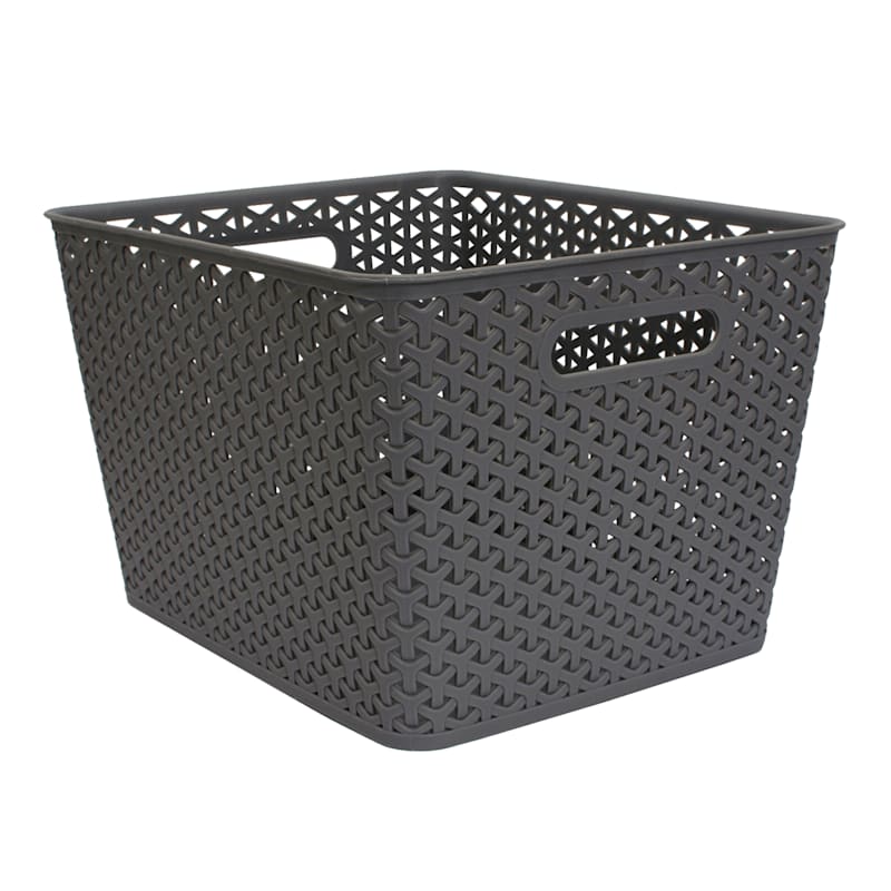Grey Y-Weave Storage Basket, Large