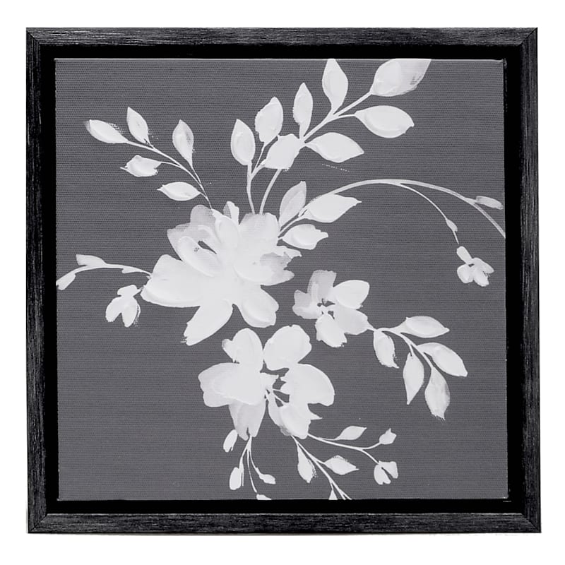 Providence White Floral Canvas Wall Art, 8x8