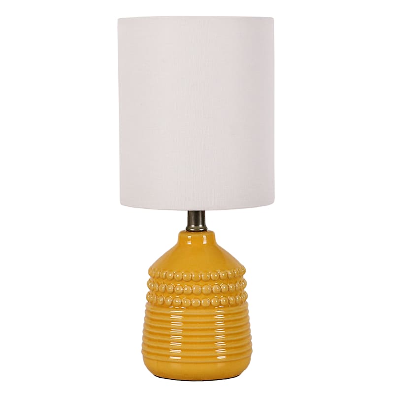 Honeybloom Yellow Dot Ceramic Accent Lamp with Shade, 12"