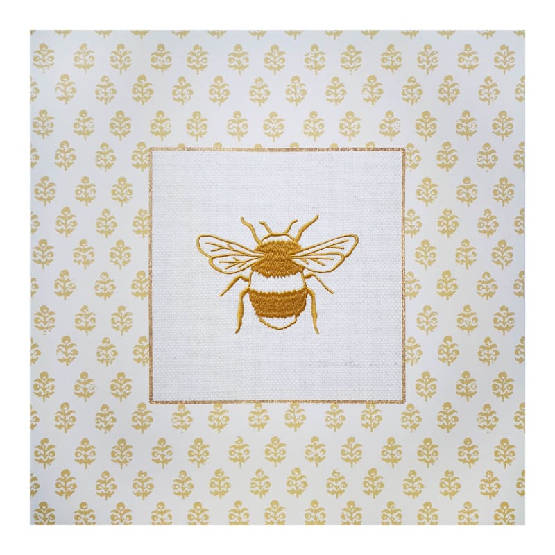 Embroidered Bee Canvas Wall Art, 16"