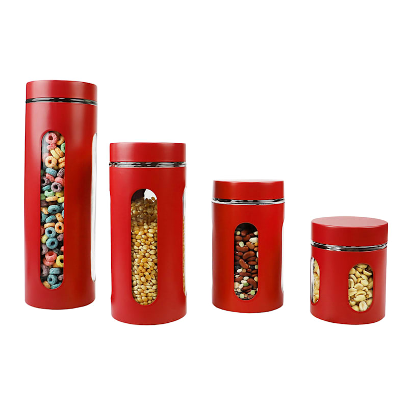 4Piece Canister Set, Red