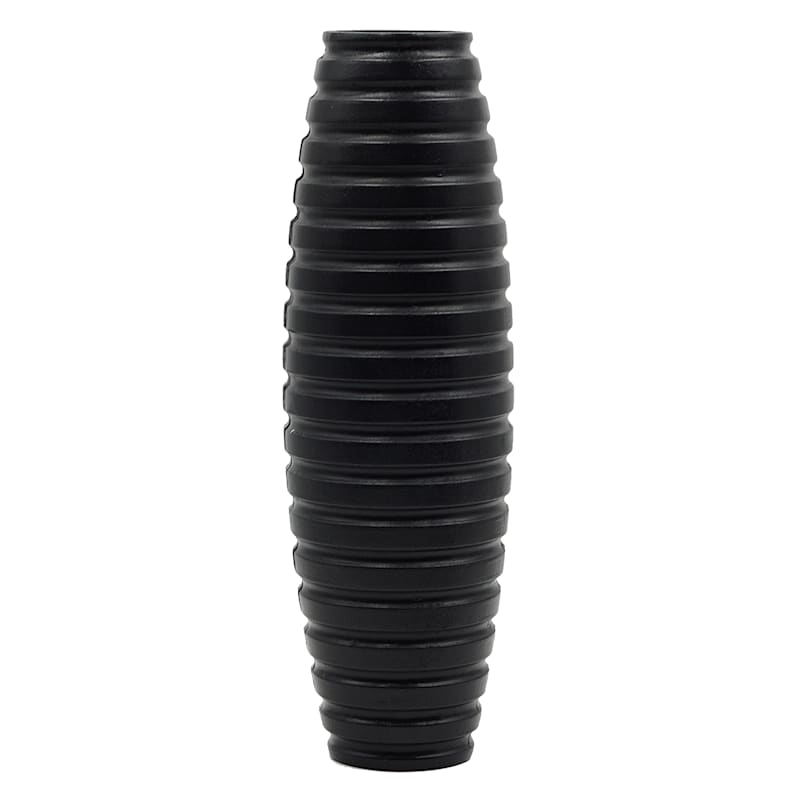 Black Faux Wood Vase, 16"