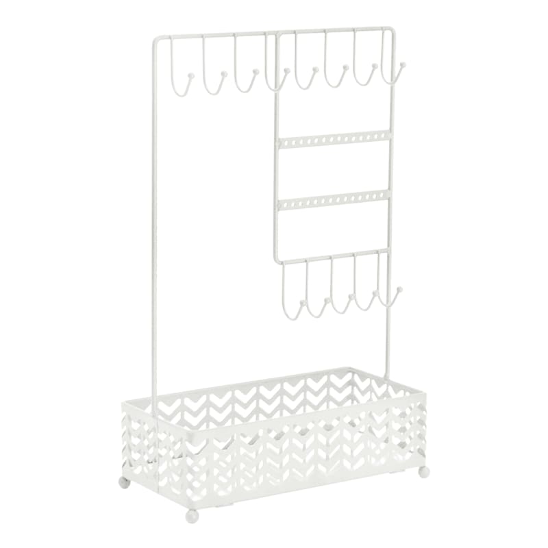 Chevron Wire Jewelry Stand with Mirror Base
