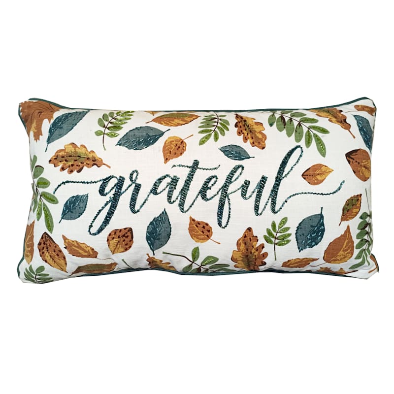 Be Grateful Beaded Throw Pillow