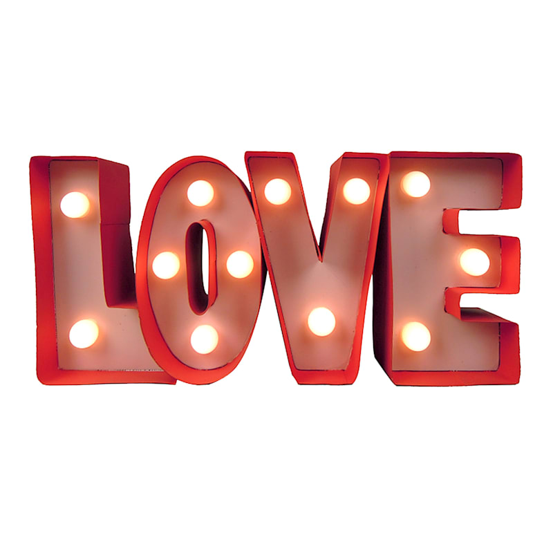 Pre-Lit Metal Marquee Love Cutout Sign, 12" | At Home