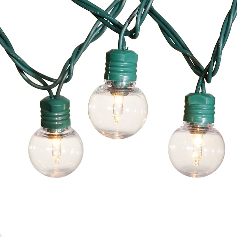 40-Count UL G40 Clear Globe String Light Set, Green Wire