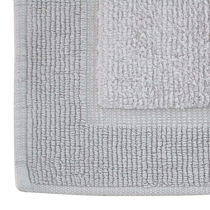 Grey & White Hotel Border Bath Mat, 20x30