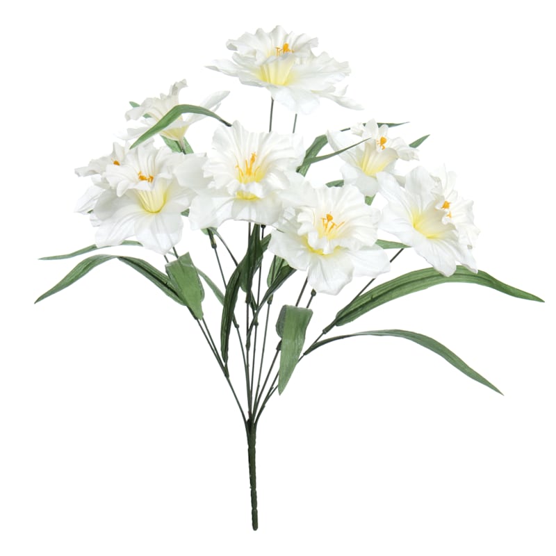 White Daffodil Floral Bush, 18"