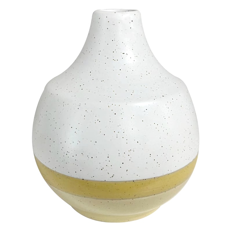 Honeybloom White & Yellow Ceramic Vase, 5"