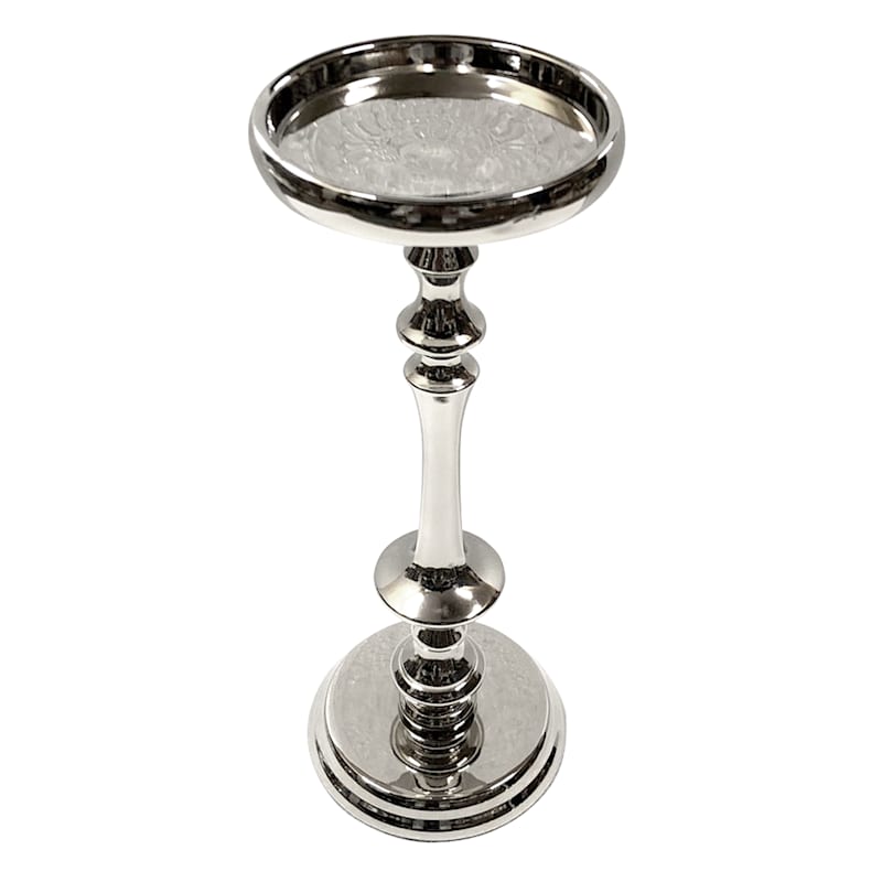 Silver Metal Pillar Candle Holder, Large