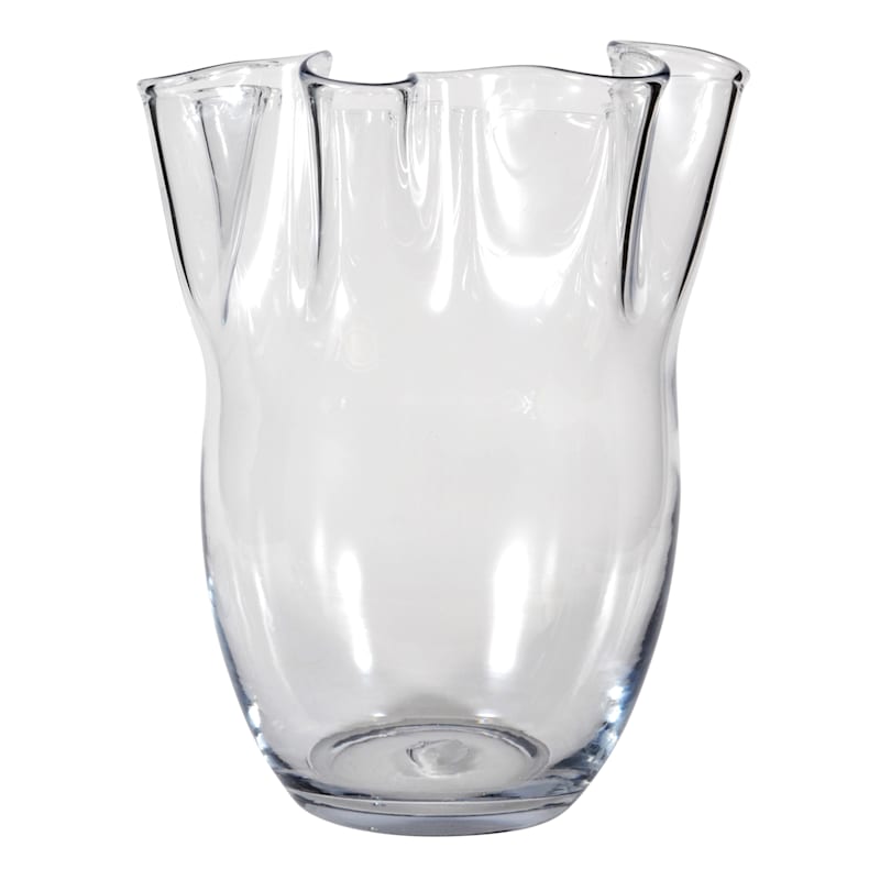 Willow Crossley Clear Glass Pie Crust Edge Vase, 10"