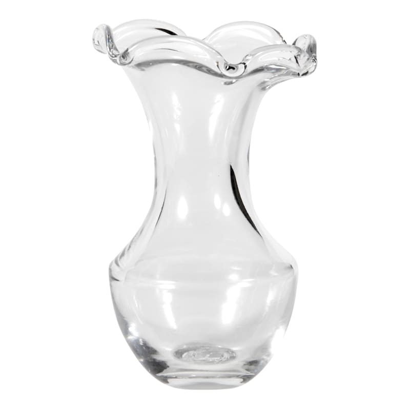 Willow Crossley Clear Glass Ruffle Edge Vase, 5"