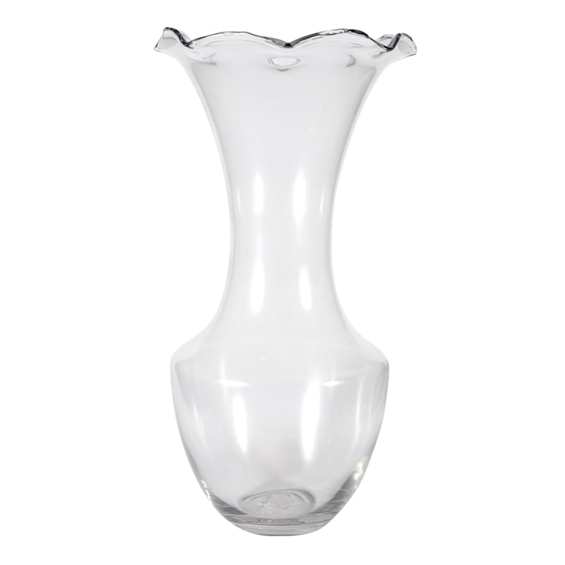 Willow Crossley Clear Glass Pie Crust Vase, 21.5"