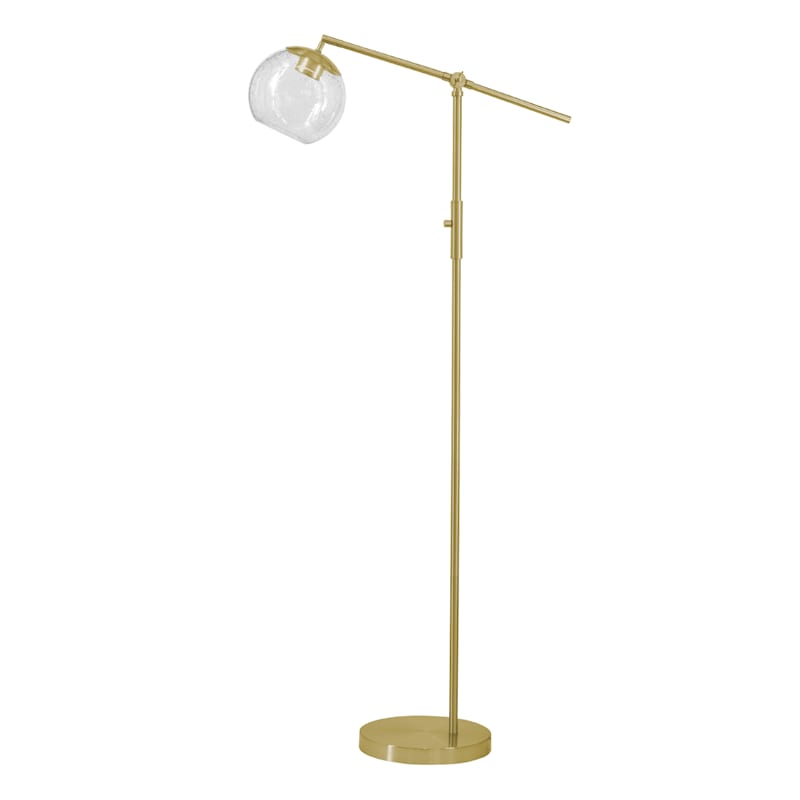 Glass & Brass Task Floor Lamp with Seeded Glass Shade, 59"