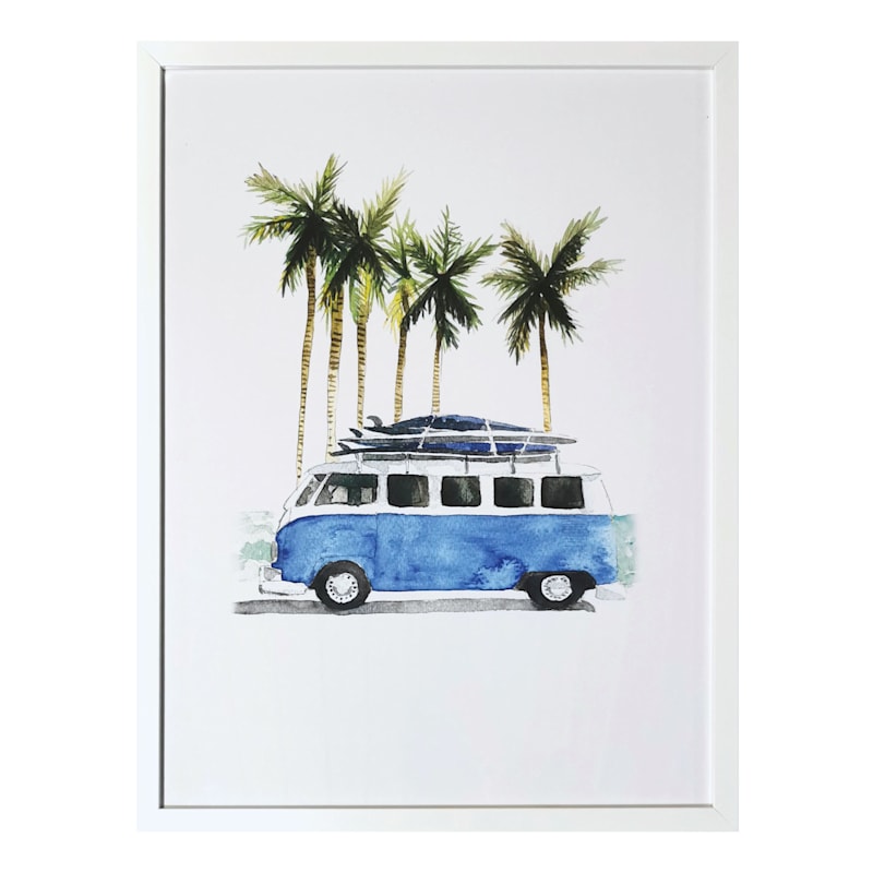 Ty Pennington Glass Framed Surf Days Van Print Wall Decor, 19x25